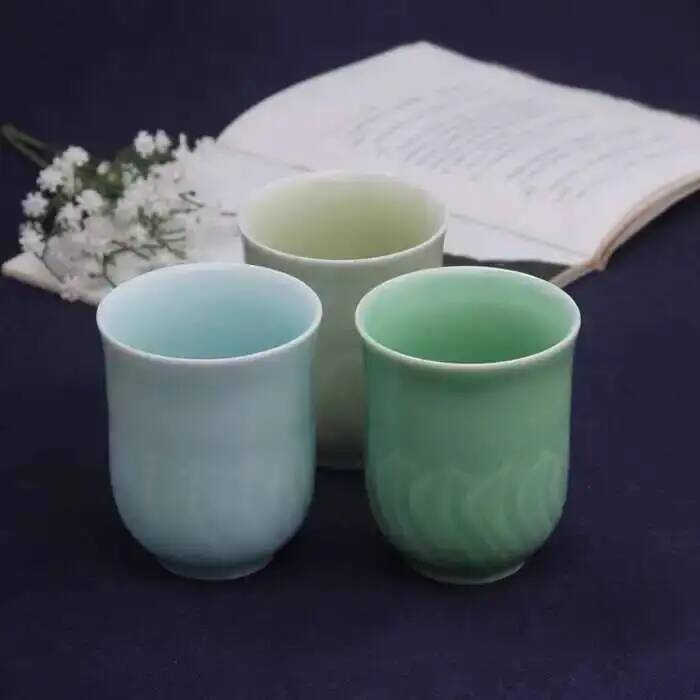 Celadon Ceramic Cup - Longquan Celadon Handmade Lotus Tea Cup