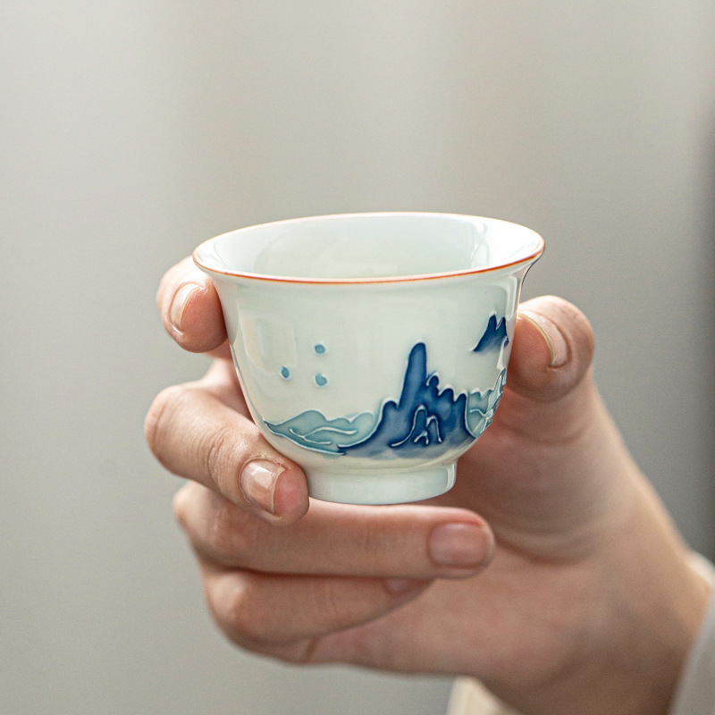 Hand-painted Kung Fu Tea Cup,  - Celadon Ceramic Cup ulasan dan harga