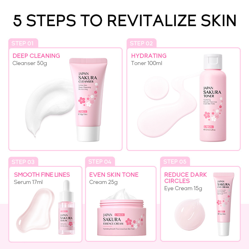LAIKOU Sakura 5pcs Skin Care K - Essence Serum Toner ulasan dan harga