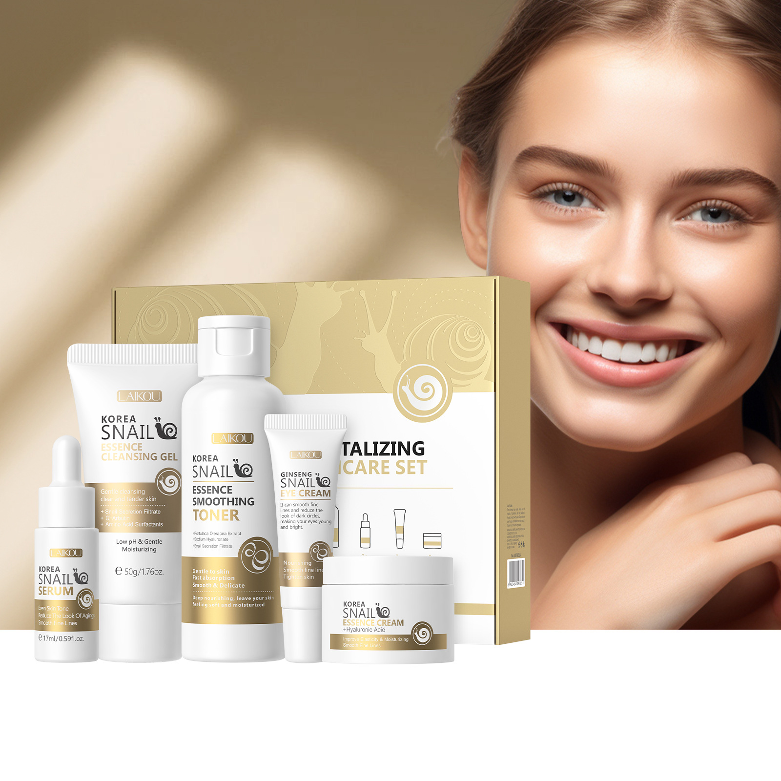 5pcs Boxed Korea Snail Skin Ca - Essence Serum Toner ulasan dan harga