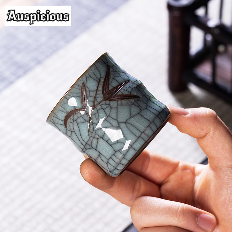 70ML Creative Bamboo Leaf Shap - Celadon Ceramic Cup ulasan dan harga